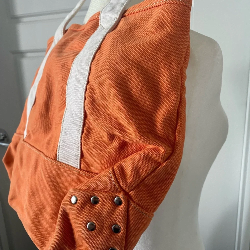 Small J Crew Tote - Orange/White - Picture 3 of 5